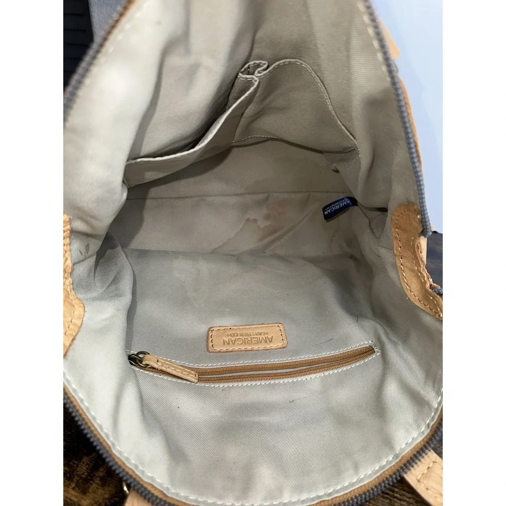 American Leather Co Tan Satchel Shoulder Crossbody Bag Large Genuine Leather